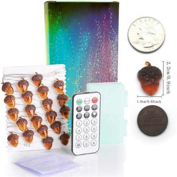 Thanksgiving Decorations Acorn Lights String 10ft 40 LEDs Fairy String - Picture 4 of 7